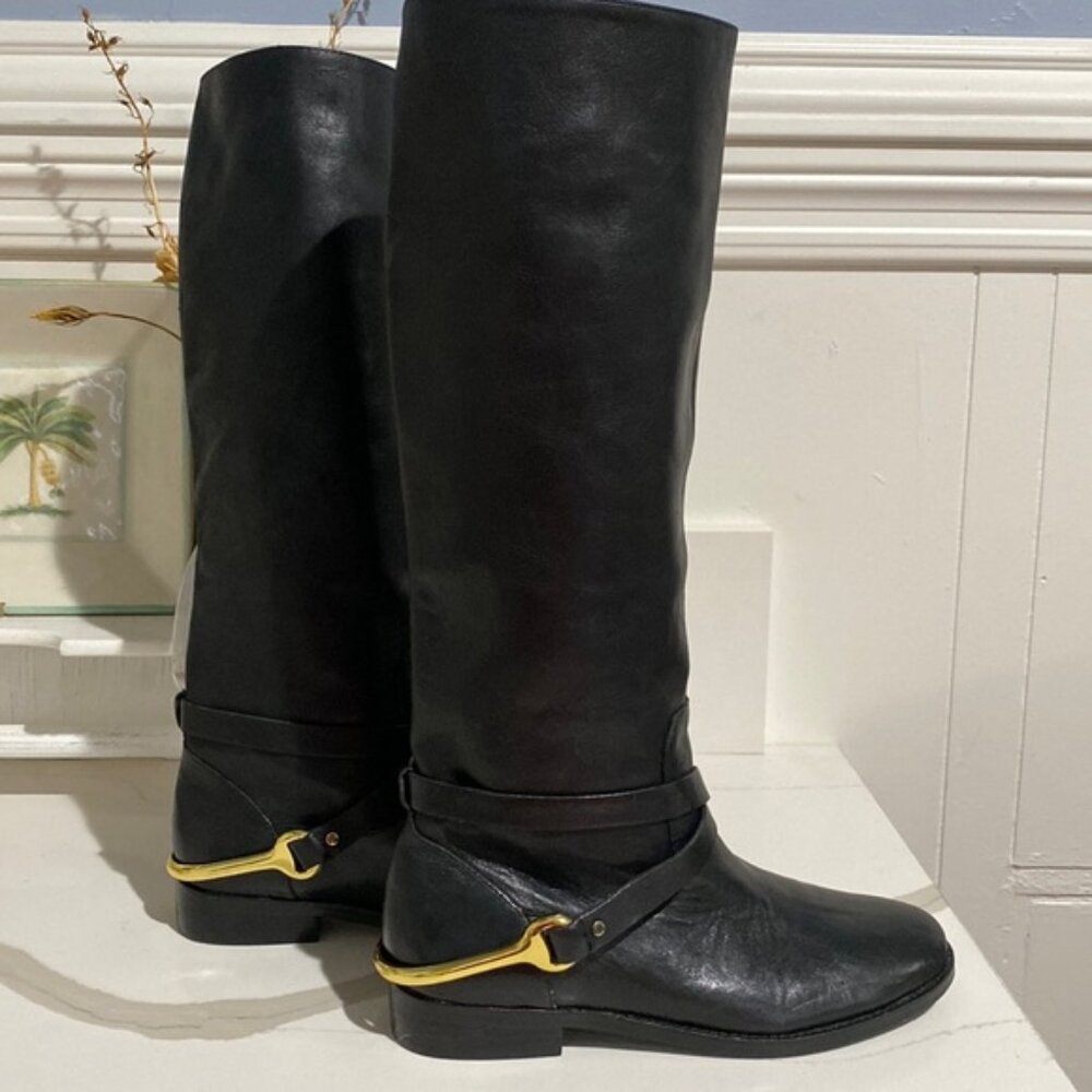 Ralph Lauren Women's Jenny Black Leather Boots Size 8.5